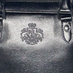 Lauren Ralph Lauren Black Dome Satchel Bag Crest Logo Zip‎ Top RLL Hardware